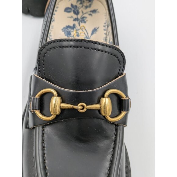 Gucci Women’s Cordovan Lux Harald Moccasin Platform Loafers Black EU35.5 - Picture 5 of 15
